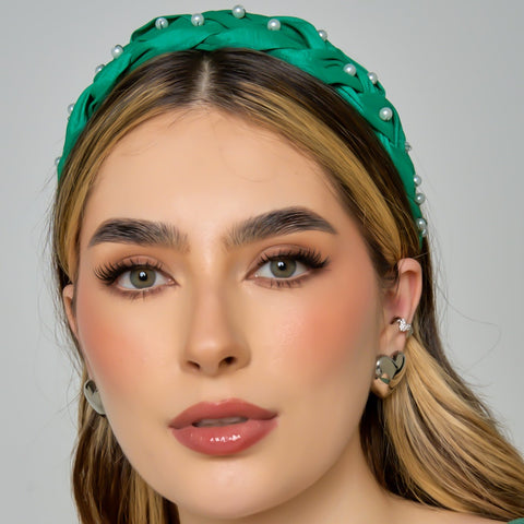 Braided Connection Green Headband