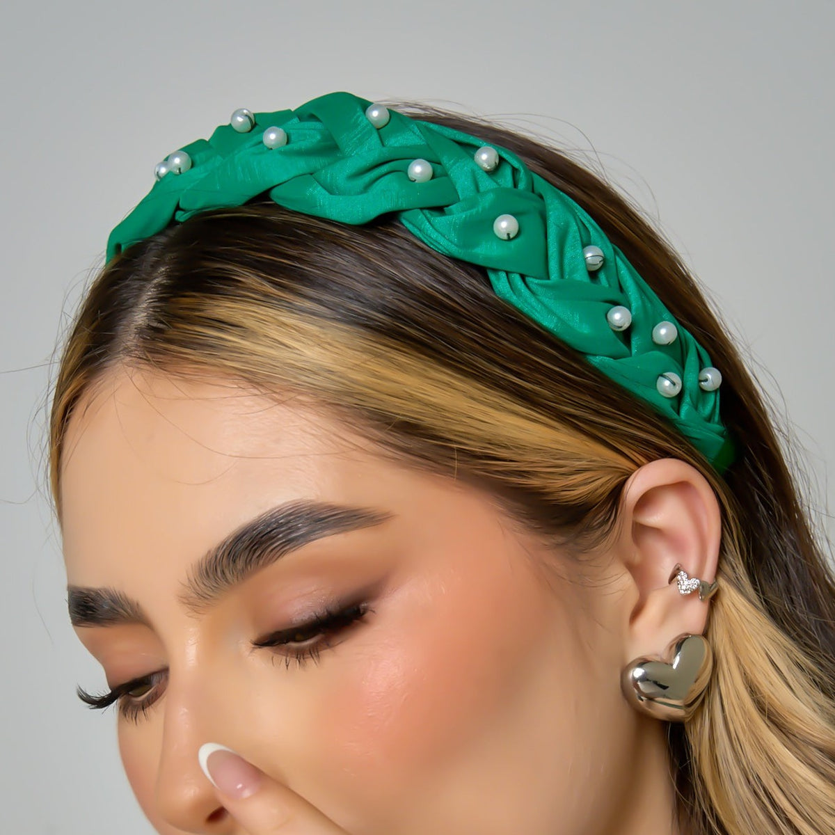 Braided Connection Green Headband