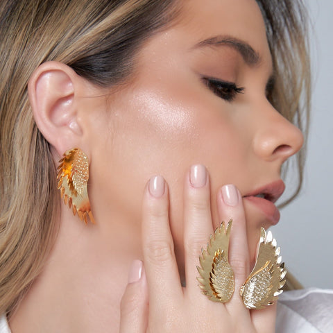 Golden Angel´S Wings Studs Earrings