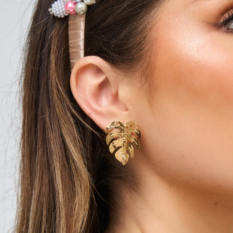 Taro Leaf Mini Golden Studs Earrings