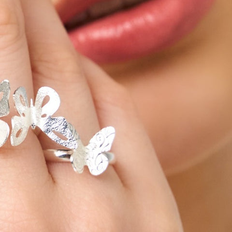 Mini Butterfly Silver-Tone Ring