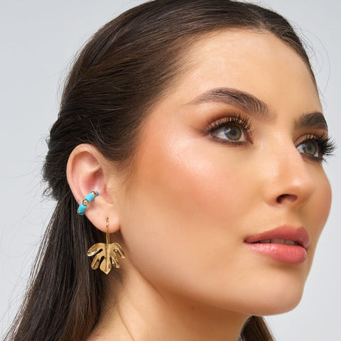 Five Leaves Mini Golden Drop Earrings