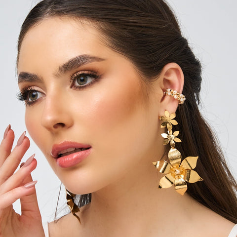 Pearl Spring Golden Earrings