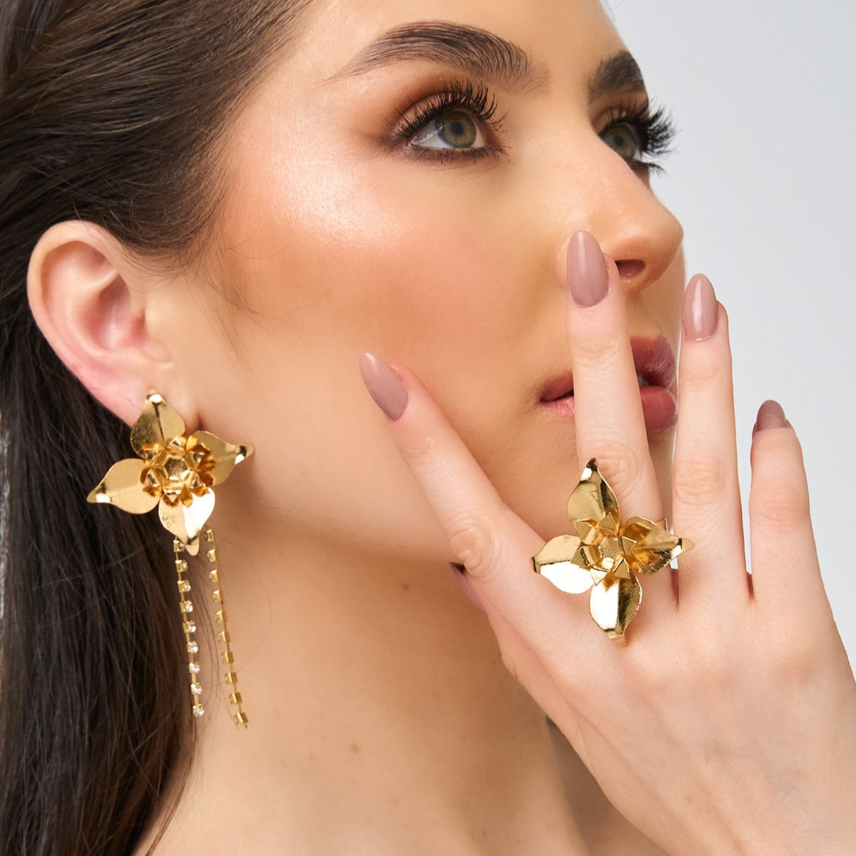 Four Petals Flower Golden Earrings