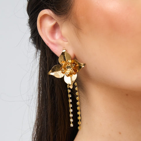 Four Petals Flower Golden Earrings