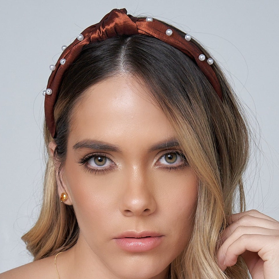 Terracotta Knot Woven Pearls Headband