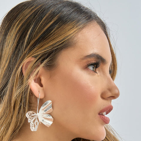 Botanica Cutout Butterfly Silver-Tone Drop Earrings