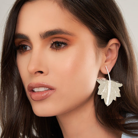 Silver-Tone Autumn Leaf Earrings