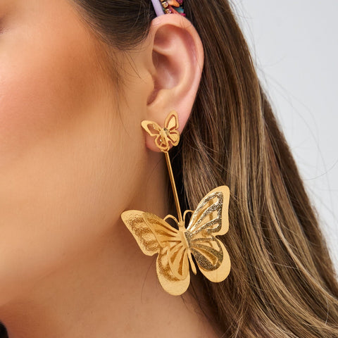 Spring Butterfly Golden Earrings