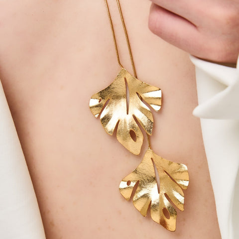 Double Palm Leaf Golden Necklace