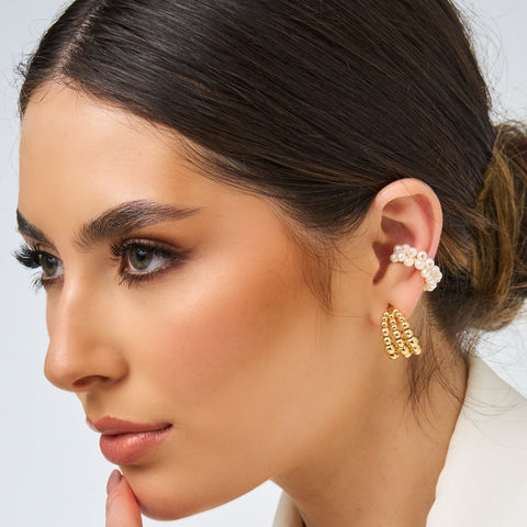 Pellets Golden Hoops Earrings