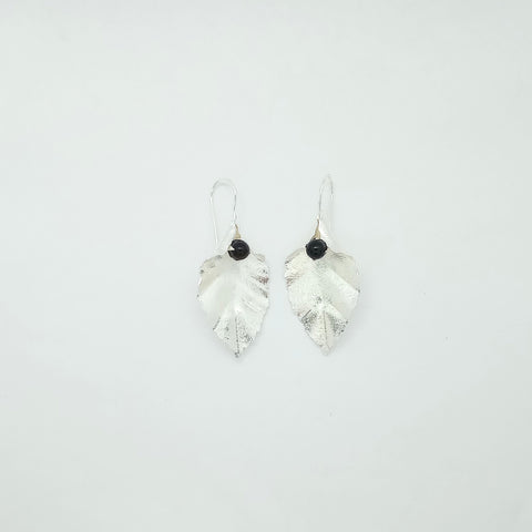 Linear Leaf Natural Stone silver-tone Earrings