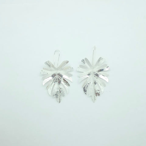 Palm Leaf silver-tone Drop Earrings