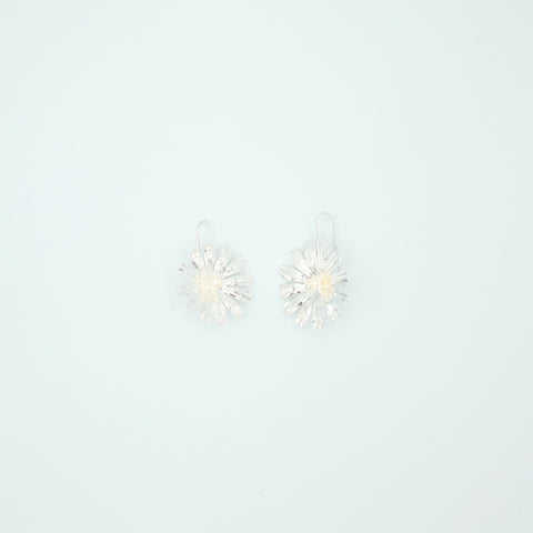 Silve-Tone Pearl Daisy Flower Hook Earrings