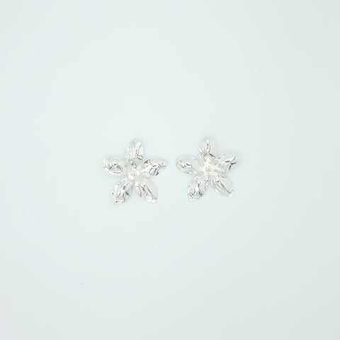 Silver-Tone Lotus Flower Studs Earrings