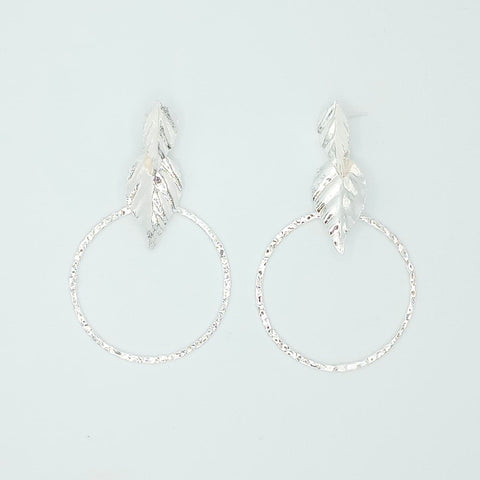 Double Leaf And Silver-Tone Hoop Earrings