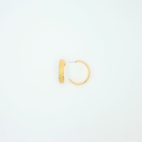 Textured Hoop Earrings M Golden