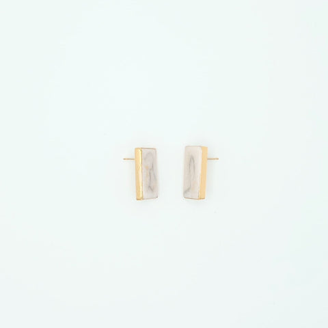 Marbled Golden Rectangle Studs Earrings