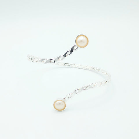 Silver-Tone Pearl Spiral Bracelet