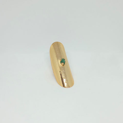 Raw Emerald Wide Plain Golden Ring