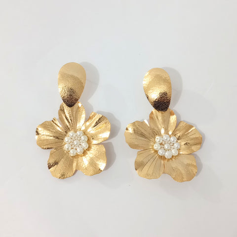 Jungle Flower Golden Earrings