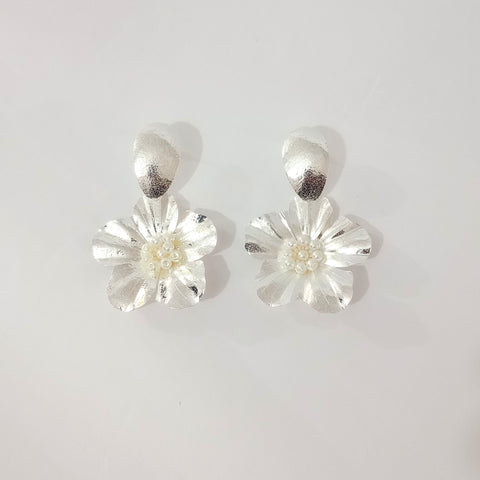 Jungle Flower Silver-Tone Earrings