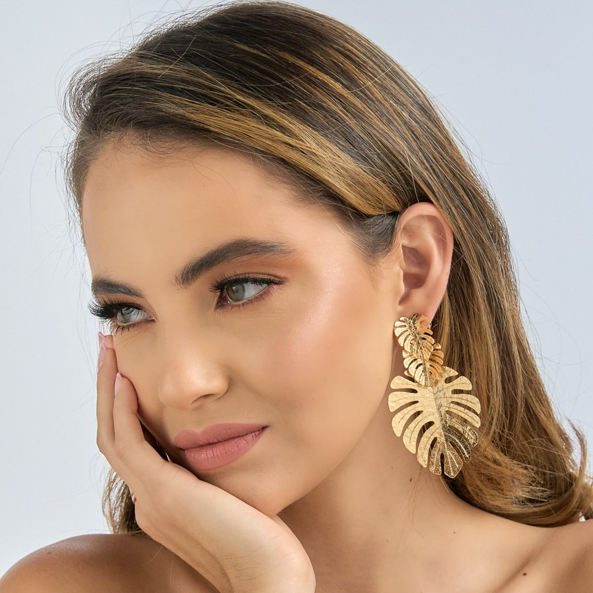 Triple Taro Leaf Golden Earrings