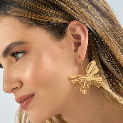 Botanica Cutout Butterfly Golden Drop Earrings