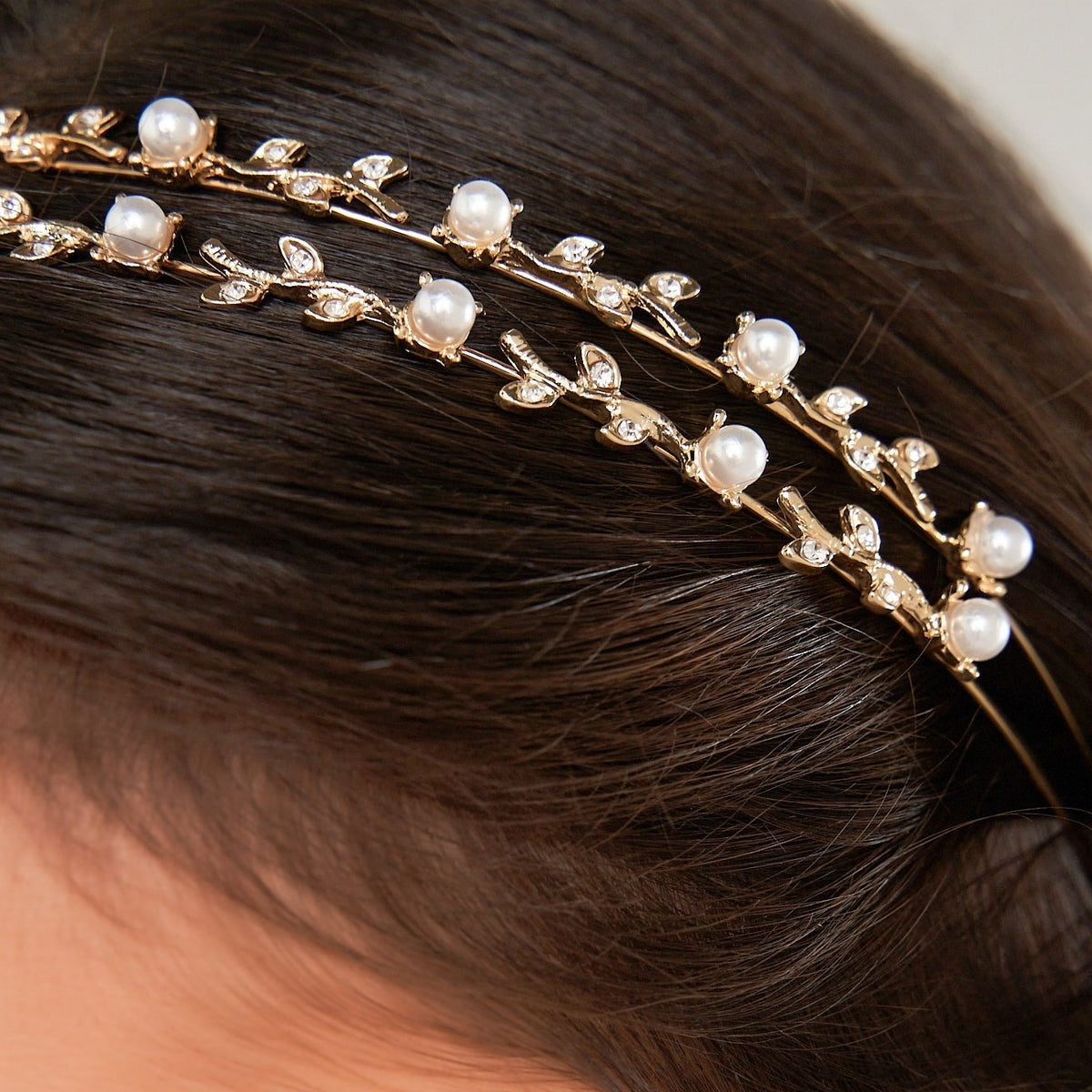 Pearl & Crystal Golden Headband.