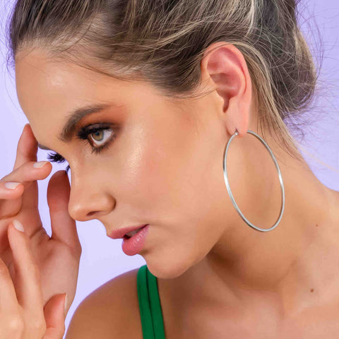 Large Silver-Tone Hoop Earrings