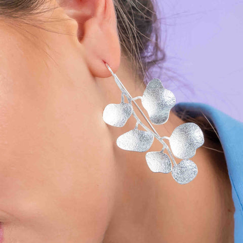 Lavender Silver-Tone Drop Earrings