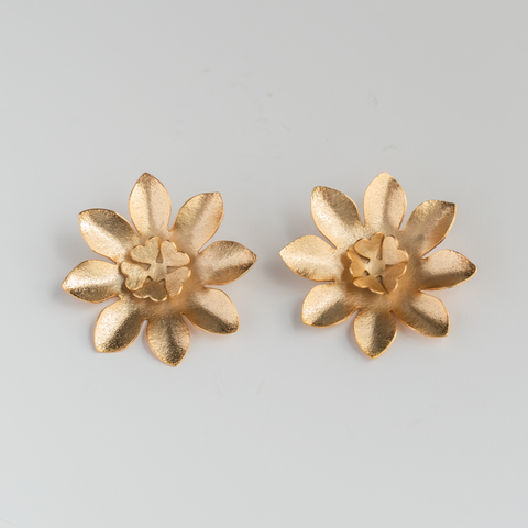 Lotus Flower Golden Stud Earrings