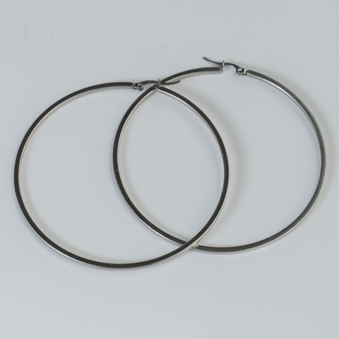 Large Silver-Tone Hoop Earrings