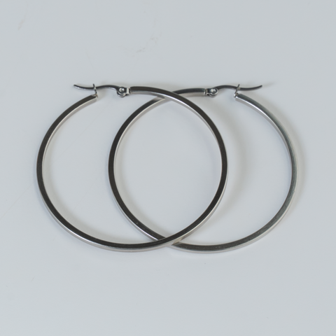 Medium Silver-Tone Hoop Earrings