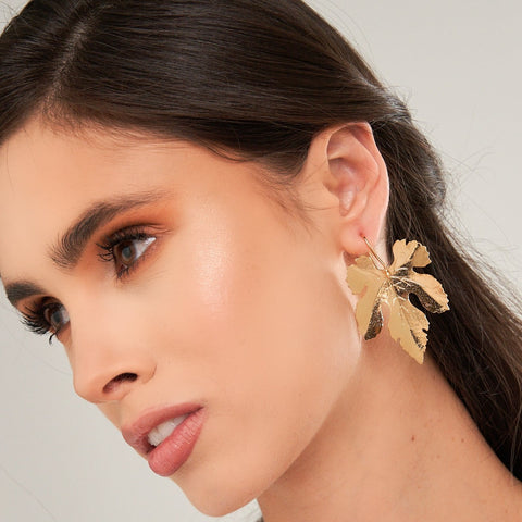 Fall Leaves Golden Drop Earrings