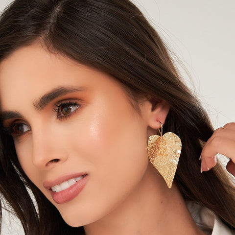 Heart-Shaped Leaf Golden Earrings