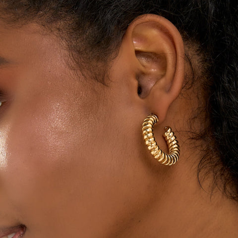 Gold Spiral Hoop Earrings