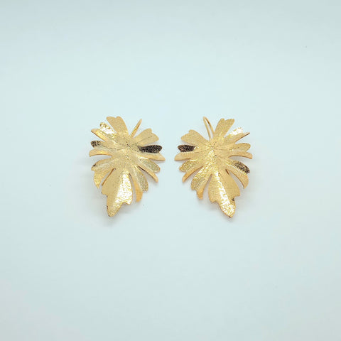 Palm Leaf Golden Drop Earrings