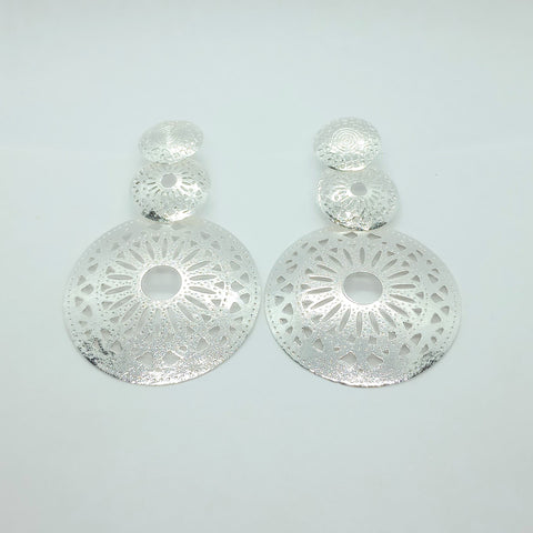 Triple Seed Ball Silver-Tone Drop Earrings