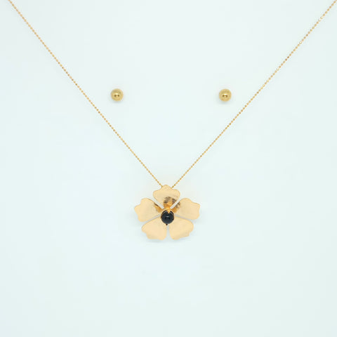 Necklace And Earrings Flower And Golden Onyx Stone