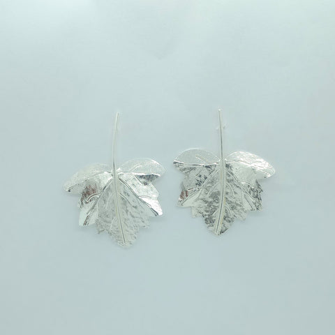 Silver-Tone Autumn Leaf Earrings