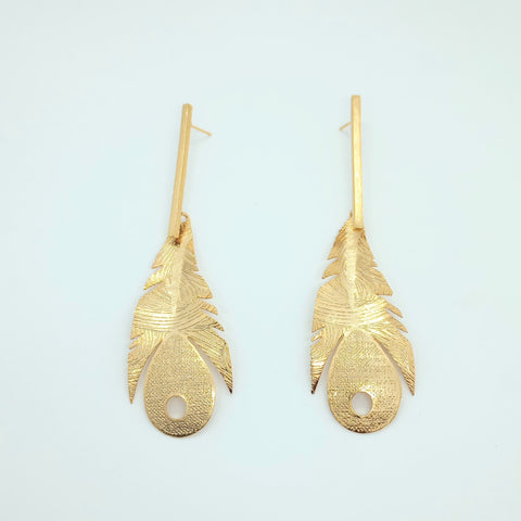 Royal Feather Golden Earrings