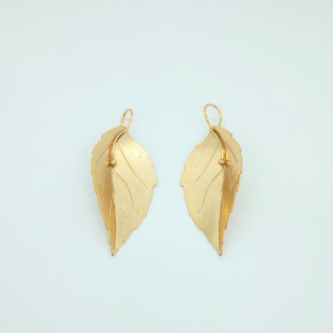 Leaf Golden Drop Earrings