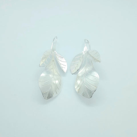 Triple Leaf Silver-Tone Earrings