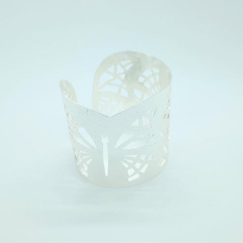 Openwork Butterfly Silver-Tone Cuff Bracelet