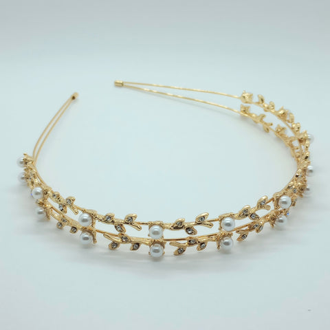 Pearl & Crystal Golden Headband.